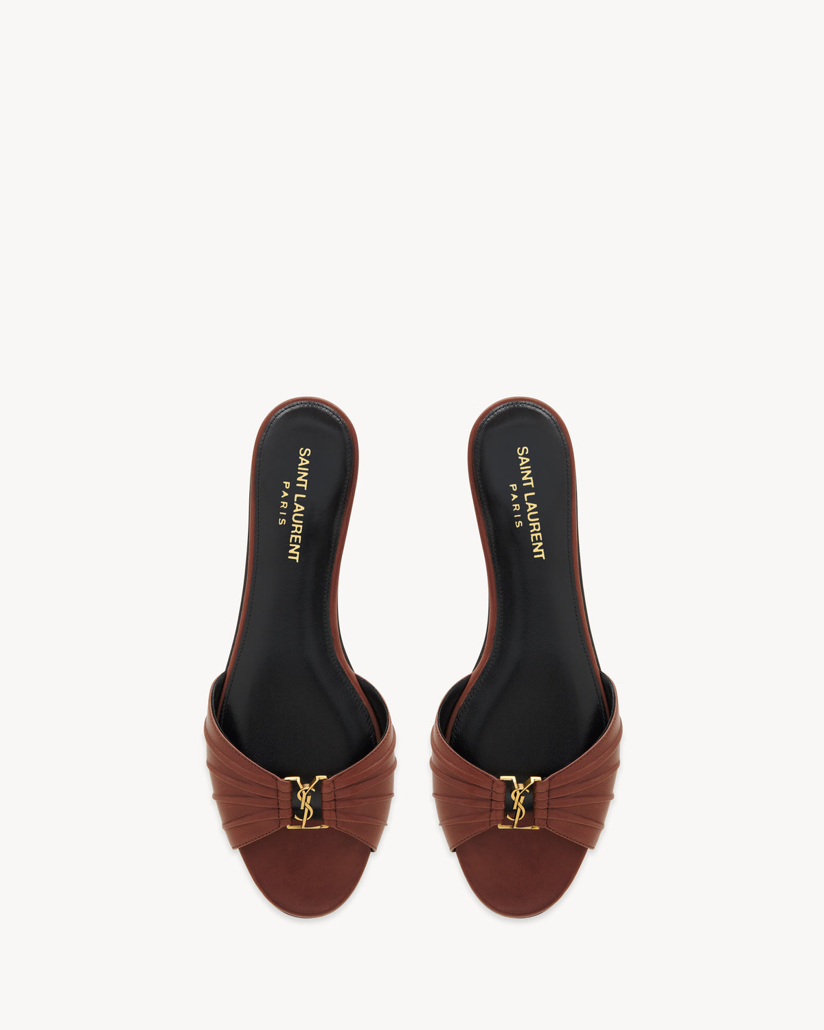 Saint Laurent Babylone Slides in Smooth Leather – Brown