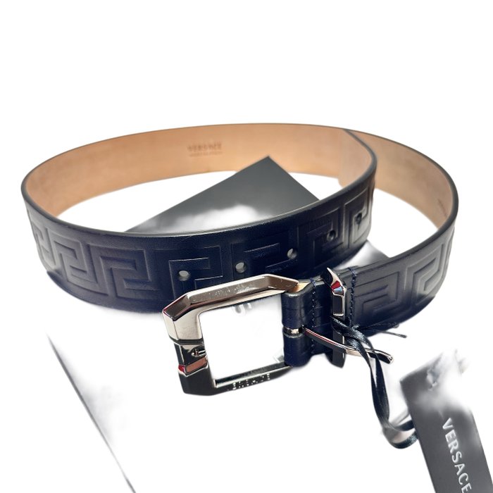 Versace Black Greca Leather Belt