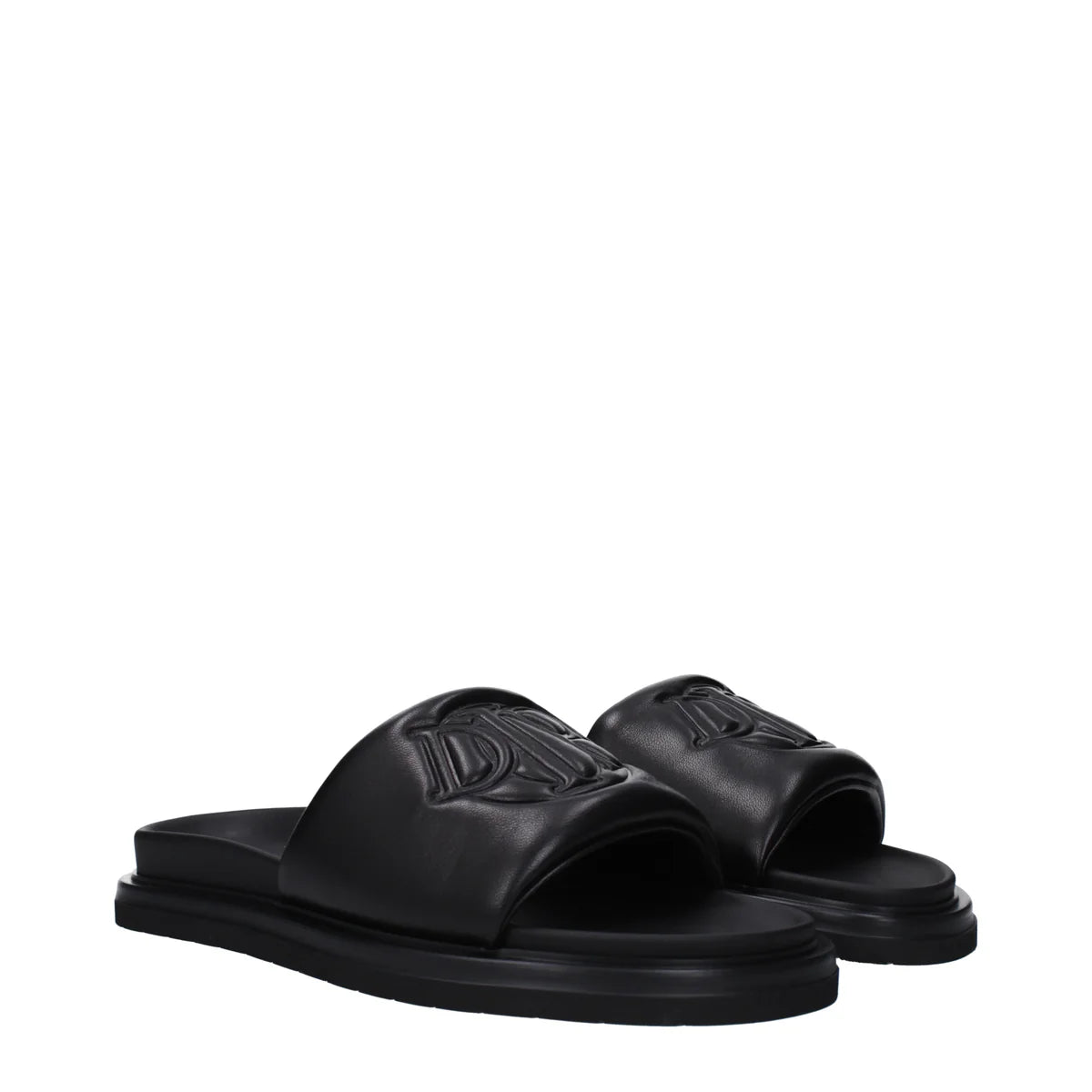 Christian Dior Black Leather Slippers