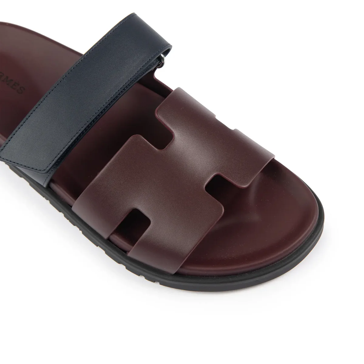 Hermès Chypre Leather Sandals Burgundy
