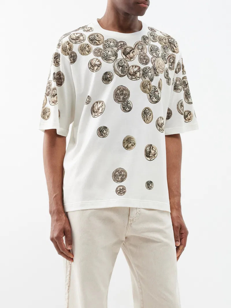 Dolce & Gabbana Coin-Print Cotton-Jersey T-Shirt
