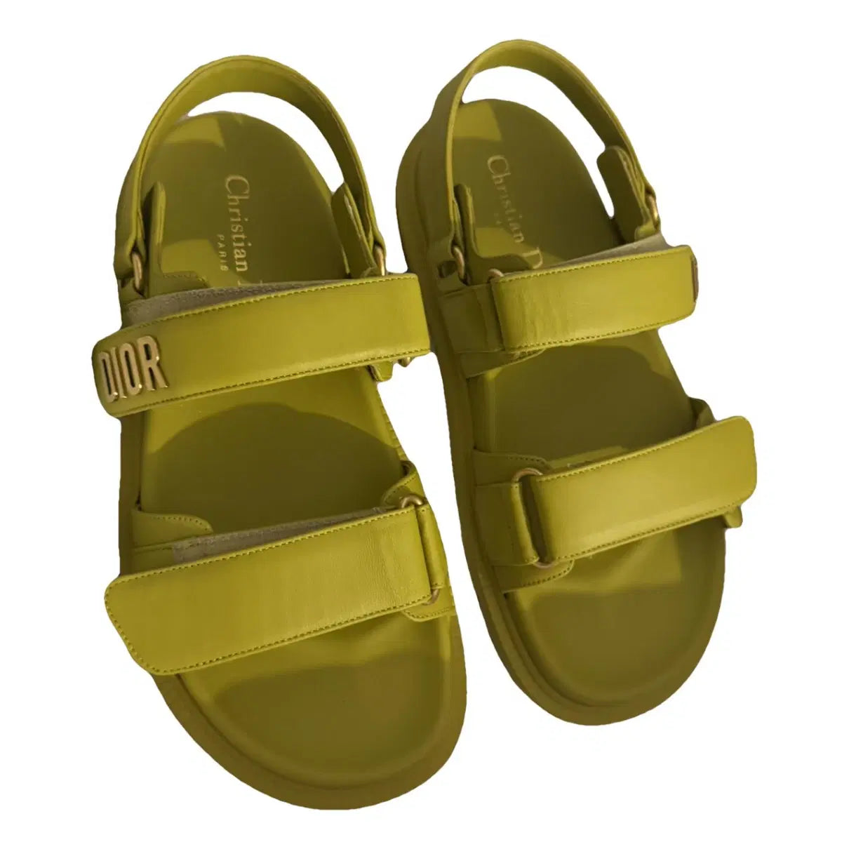 Dior Dioract Leather Sandals Yellow