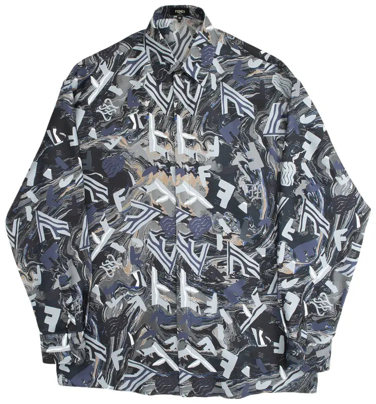 Fendi Silk Fragment Shirt Ash