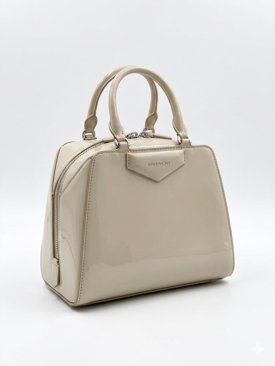 Givenchy Antigona Cube Mini Bag – Beige Patent Leather