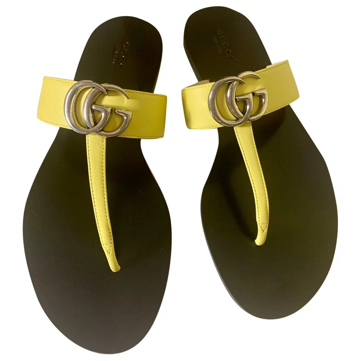 Gucci Double G Leather Flip Flops