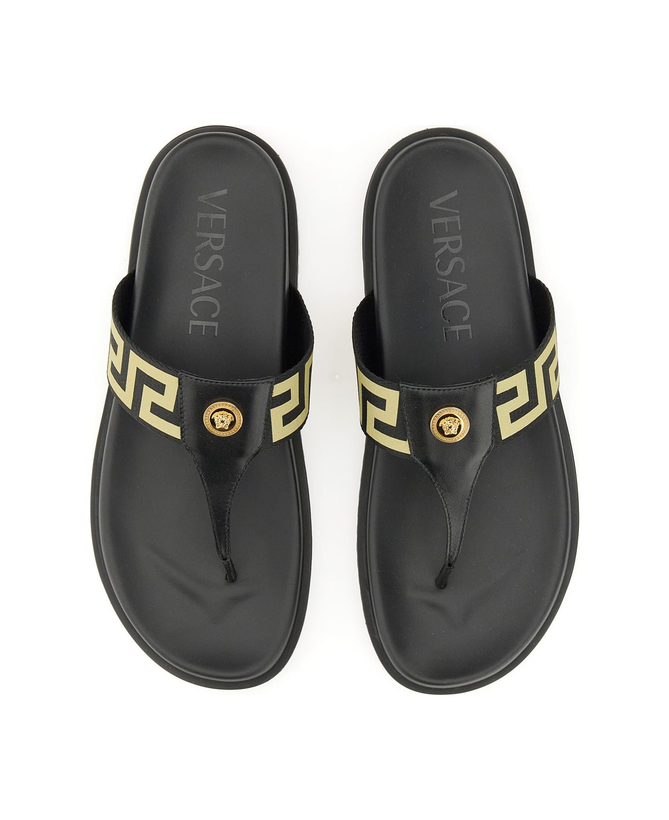 Versace Leather Sandals Black