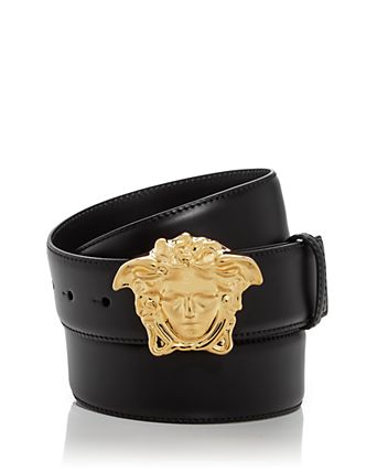 Versace Medusa Head Black Leather Belt