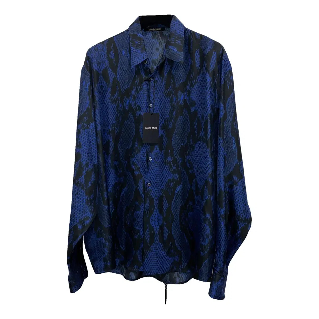 Roberto Cavalli Blue Silk Shirt