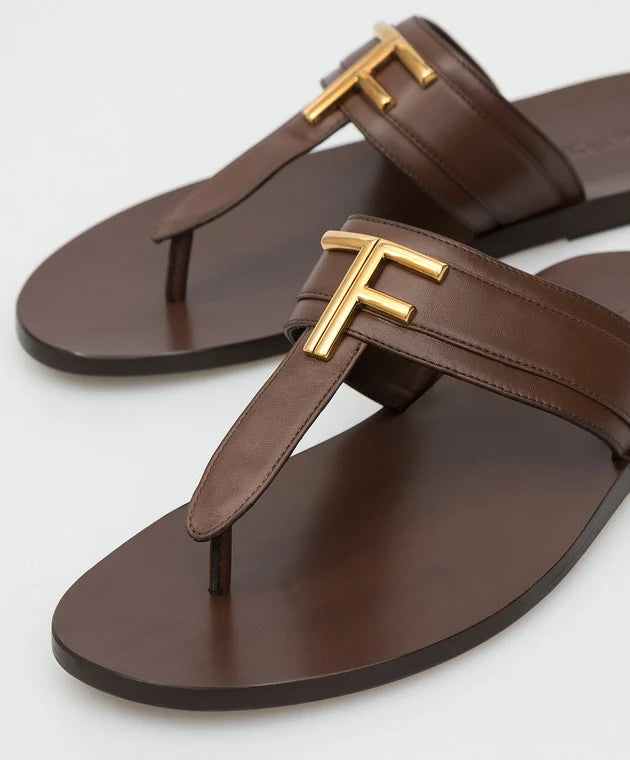 Tom Ford Dark Brown Leather Sandals