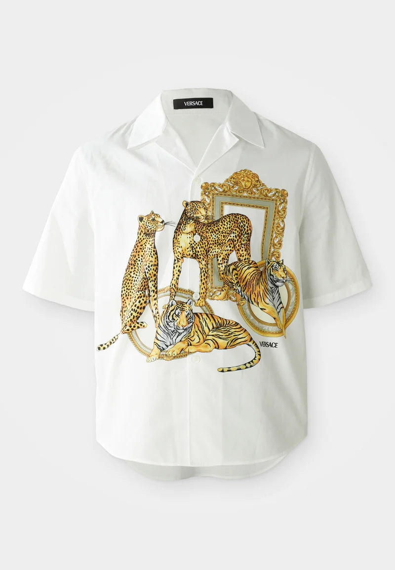 Versace Informal Wild Cats Print Shirt - White
