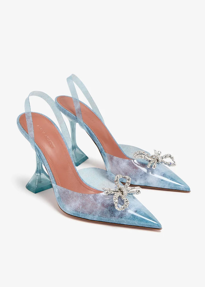 Amina Muaddi Rosie Sling Pumps Blue Mules
