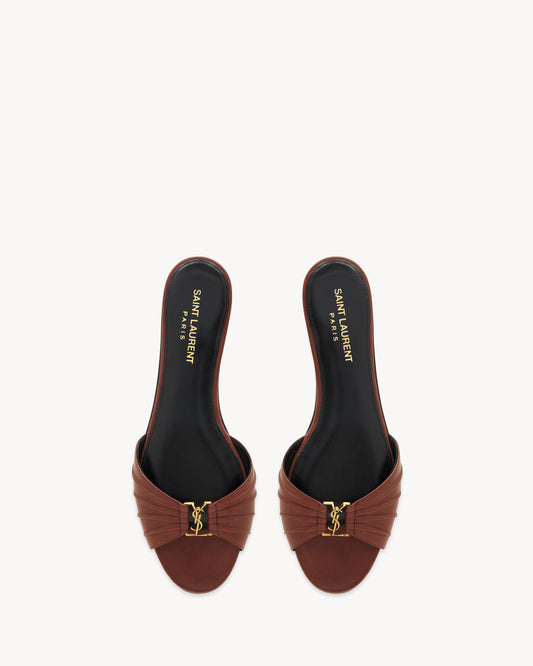 Saint Laurent Babylone Slides in Smooth Leather – Brown