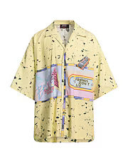 Balmain Yellow Patterned Short Sleeve Shirt