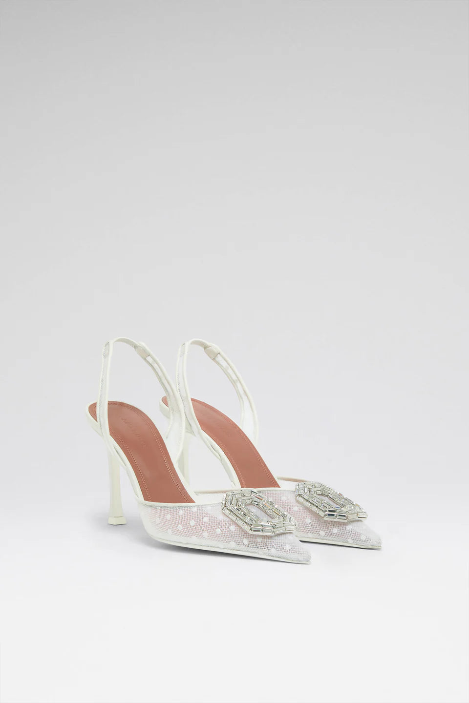 Amina Muaddi Camelia 90 Embellished Lace Slingback Pumps