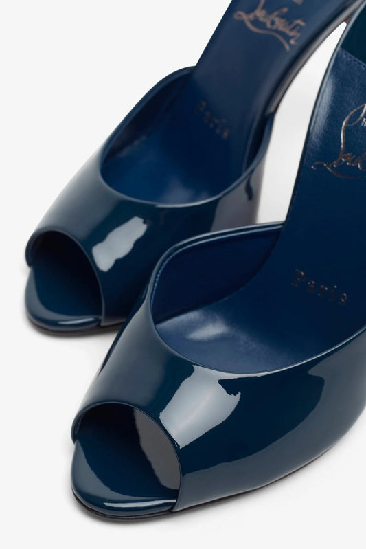 Christian Louboutin Me Dolly 100 Patent Leather Mules — Navy