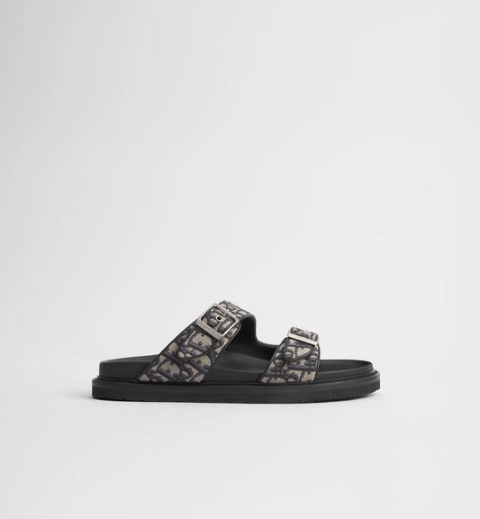 Dior Aqua Sandal Beige Black Oblique Jacquard