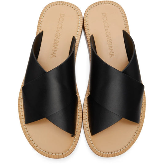 Dolce & Gabbana Black Pantheon Sandals