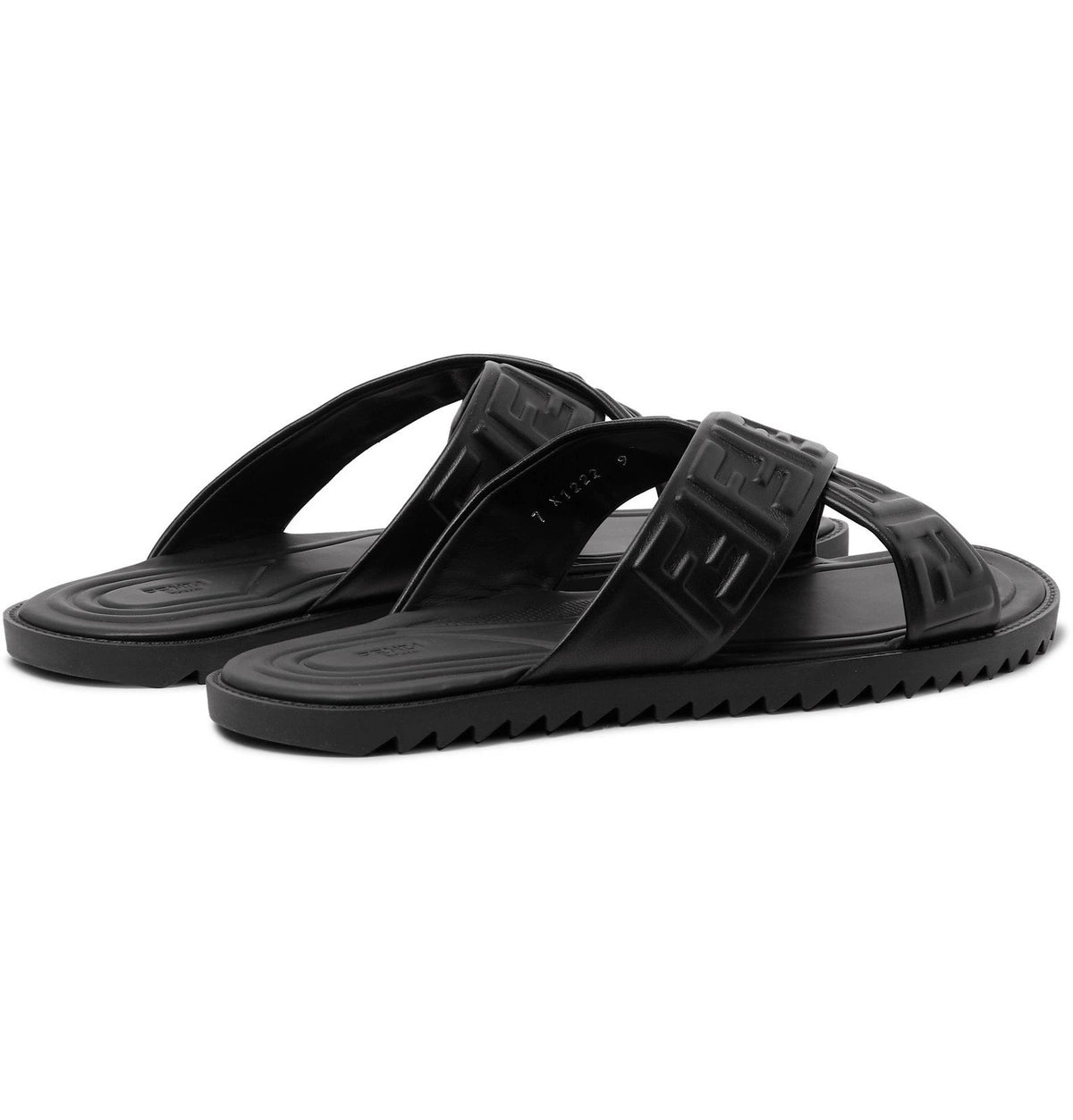 Fendi Logo-Embossed Leather Sandals