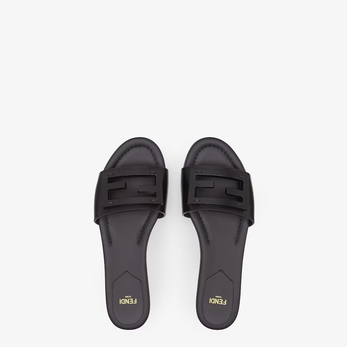 Fendi Metallic Slide Sandal Black