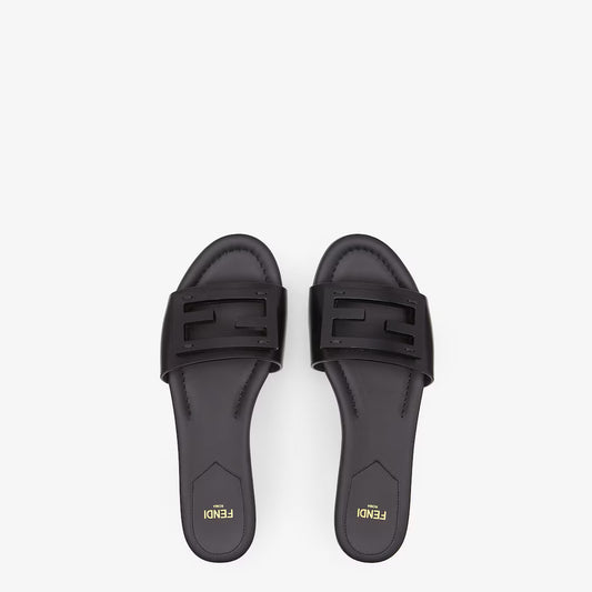 Fendi Metallic Slide Sandal Black