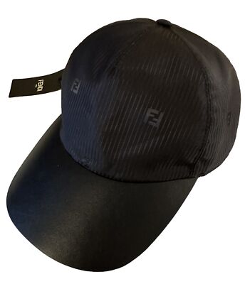 Fendi Logo Leather Nylon Baseball Cap