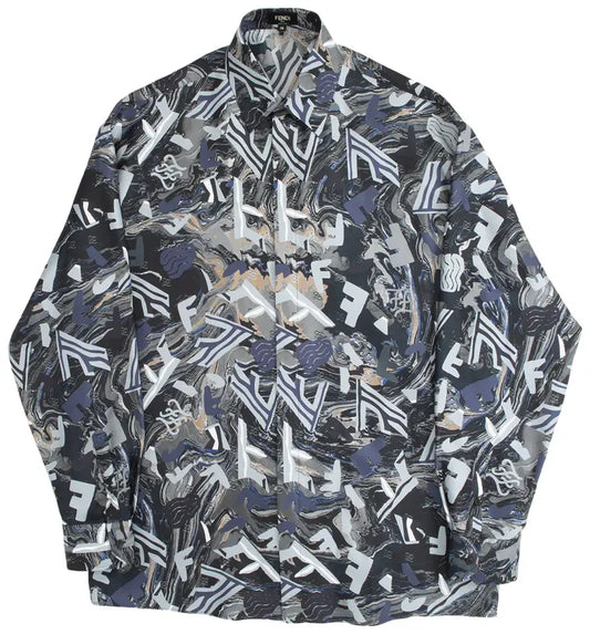 Fendi Silk Fragment Shirt Ash
