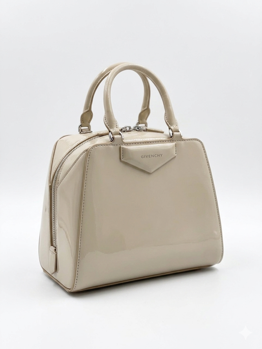 Givenchy Antigona Cube Mini Bag – Beige Patent Leather