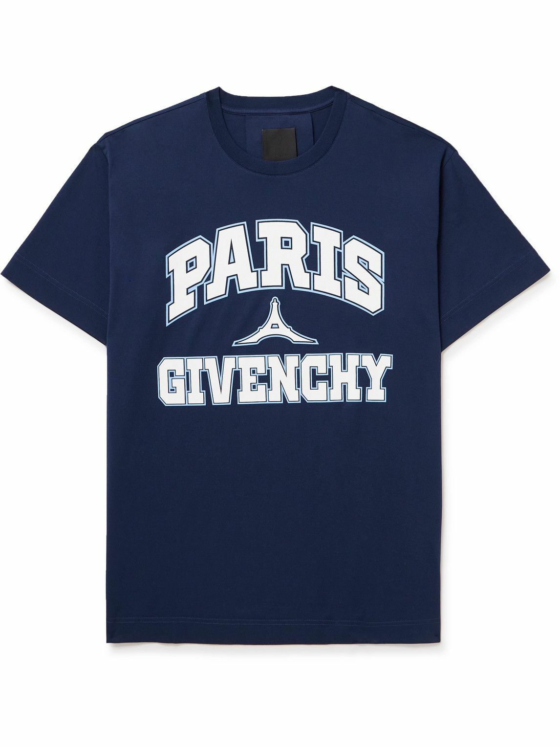 Givenchy Paris Logo-Print Cotton-Jersey T-Shirt Navy