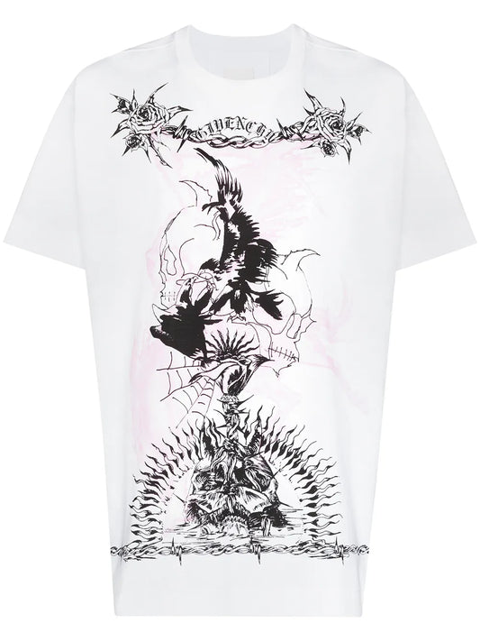 Givenchy Gothic Print Crewneck T-Shirt