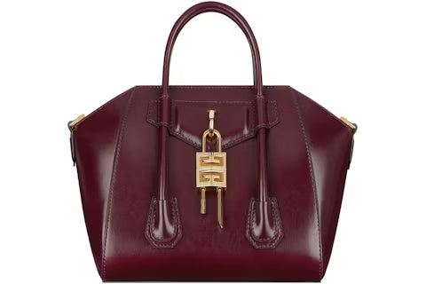 Givenchy Mini Antigona Lock Bag in Box Leather Oxblood