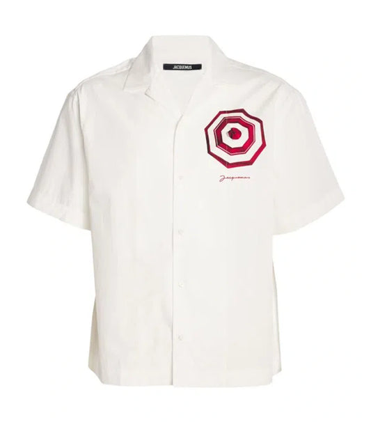 Jacquemus Cotton Bowling Shirt – Red Parasol Print