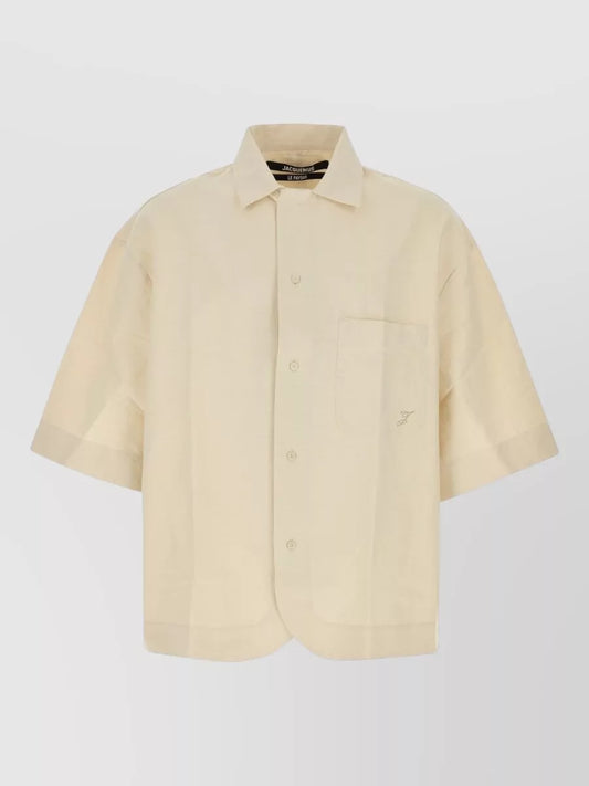 Jacquemus Le Prism Oversized Short-Sleeve Shirt — Naturel