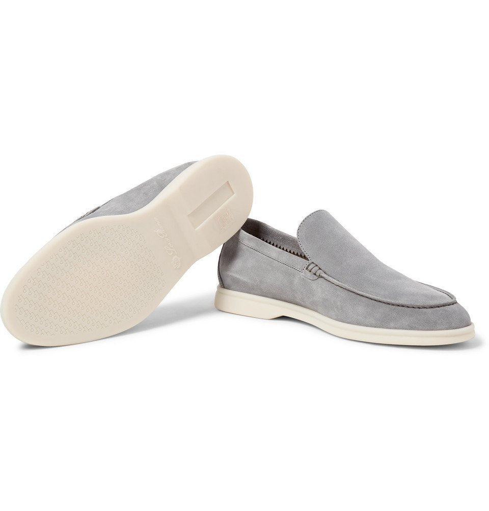 Loro Piana Summer Walk Loafers — Grey Suede