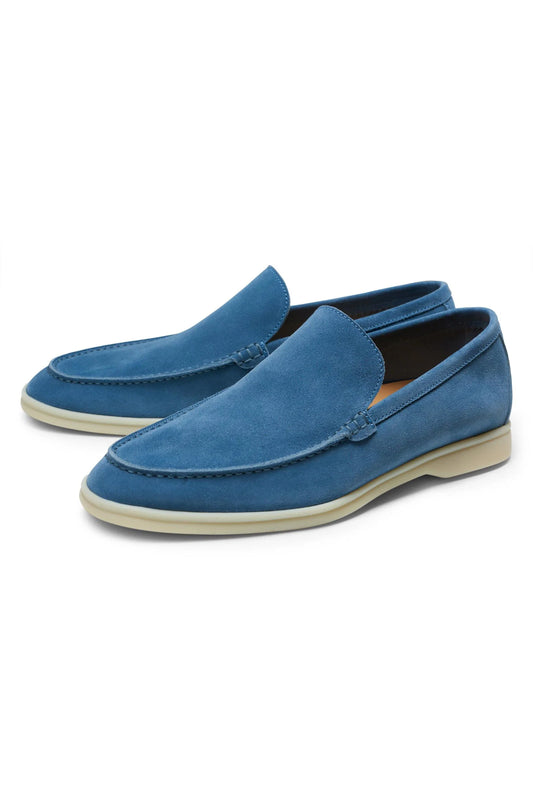 Loro Piana Summer Walk Loafers in Suede Blue