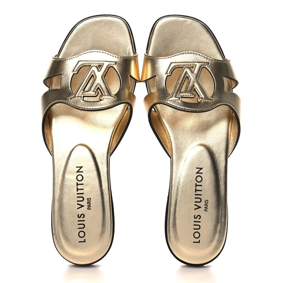 Louis Vuitton LV Isola Flat Sandals Metallic Gold