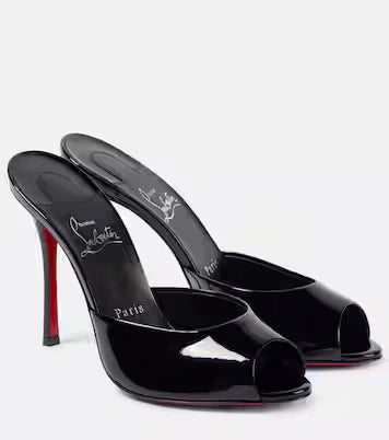 Christian Louboutin Me Dolly 100 Patent Leather Mules — Black