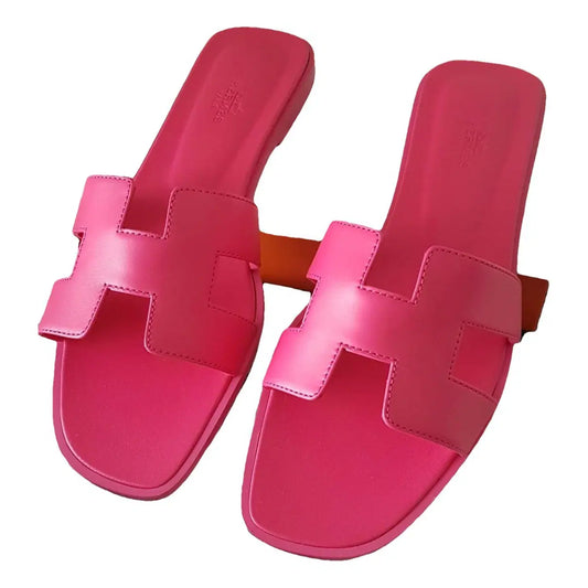 Hermès Oran Leather Sandals Pink