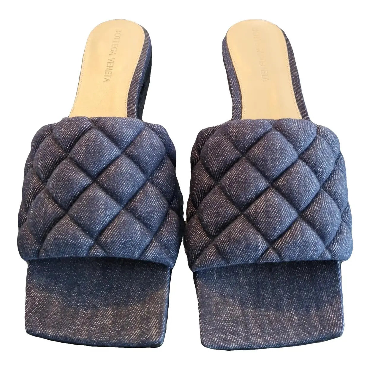 Bottega Veneta Padded Mules Blue Denim