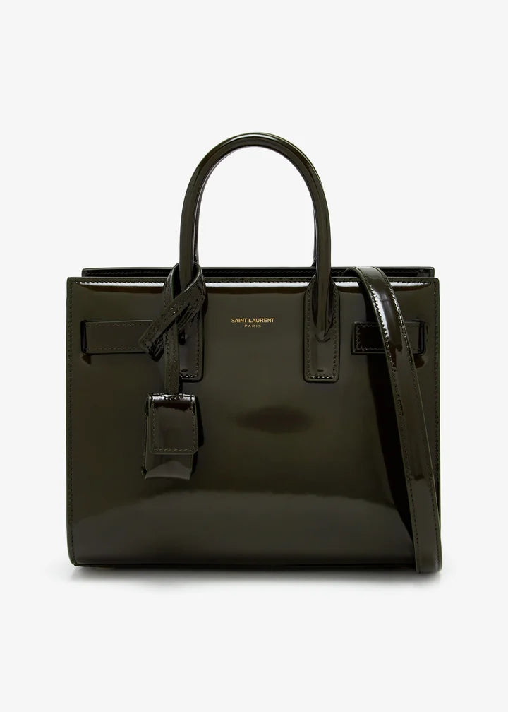 Saint Laurent Sac de Jour Nano Bag – Dark Khaki Patent Leather