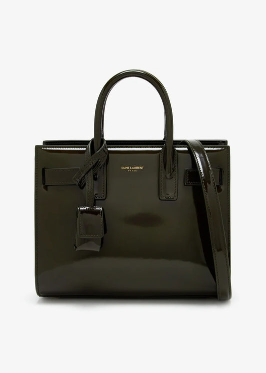 Saint Laurent Sac de Jour Nano Bag – Dark Khaki Patent Leather