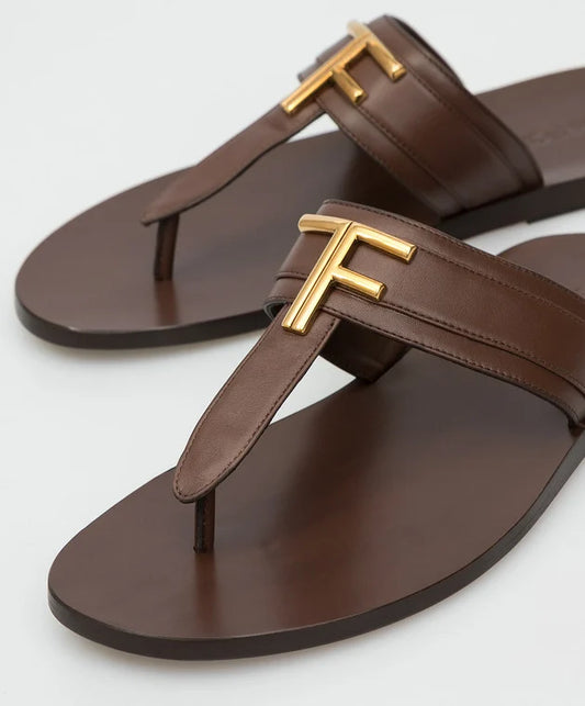 Tom Ford Dark Brown Leather Sandals