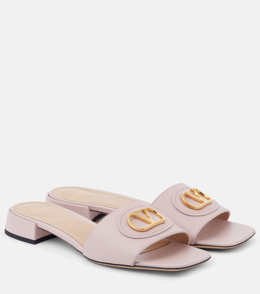 Valentino Garavani VLogo Leather Slides in Pink