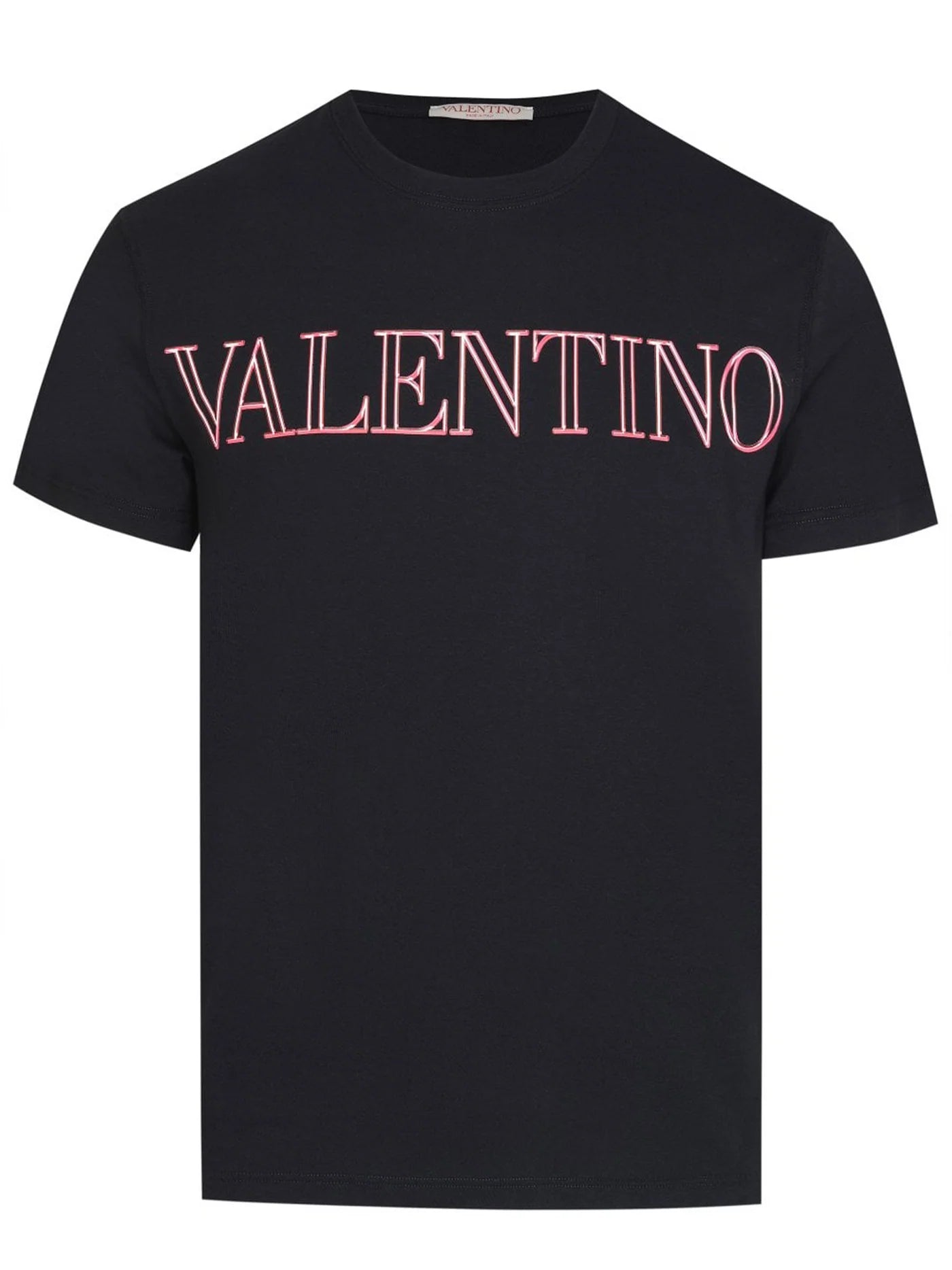 Valentino Neon Universe Pink Outlined Printed T-Shirt Black