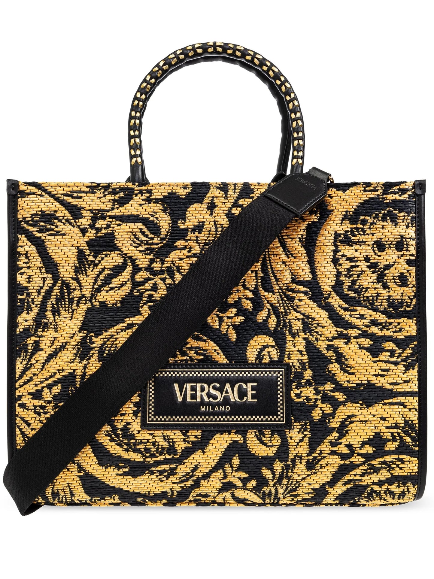 Versace Barocco Athena Raffia Tote Bag