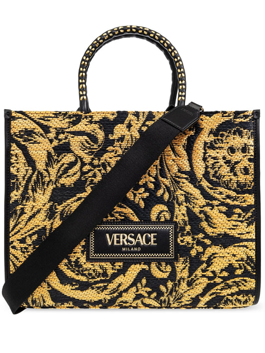 Versace Barocco Athena Raffia Tote Bag