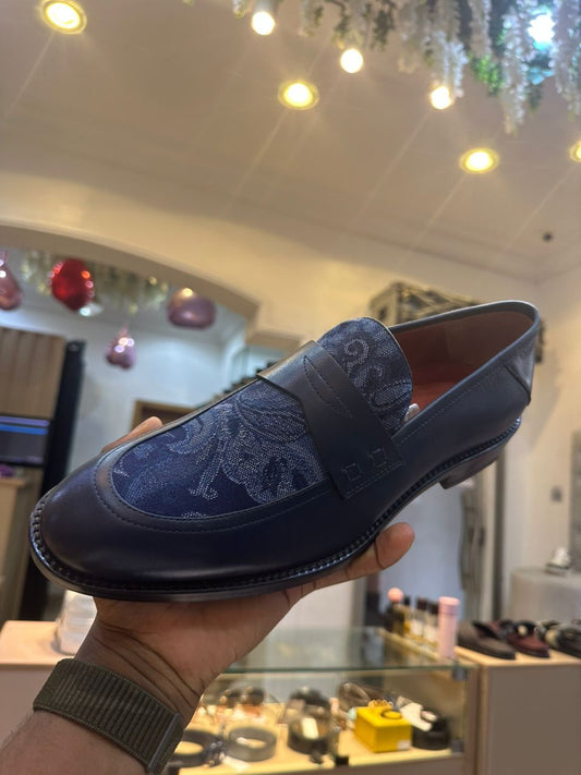 Etro Vero Cuoio Blue Fabric Shoes