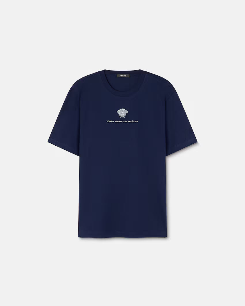Versace Medusa Embroidered Cotton-Jersey T-Shirt